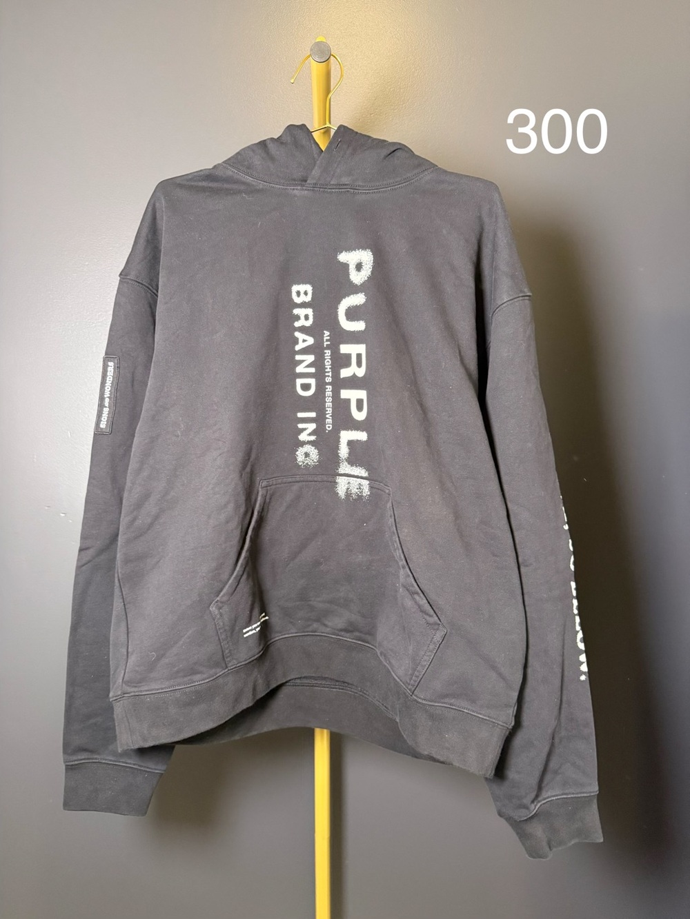 Black Hoodie with Vertical 'PURPLLE' White Logo